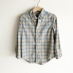 Ralph Lauren Shirt Toddler Boy 4T Plaid Long Sleeve Button Down Preppy Classic